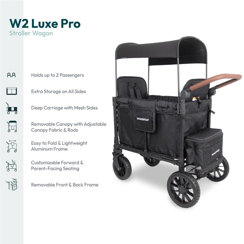 Wonderfold - W2 Luxe Pro Stroller Wagon (2 Seater), Jet Black Image 3