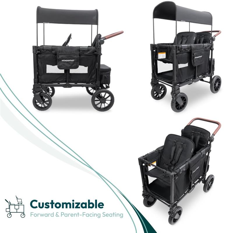 Wonderfold - W2 Luxe Pro Stroller Wagon (2 Seater), Jet Black Image 5