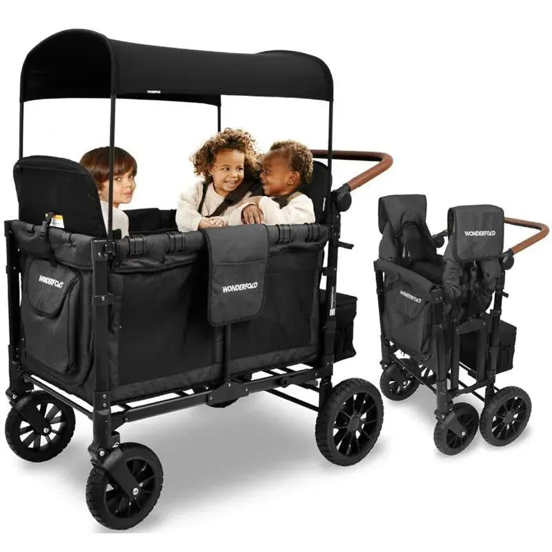 WonderFold - W4 Luxe Quad Stroller Wagon (4 Seater), Volcanic Black Image 1