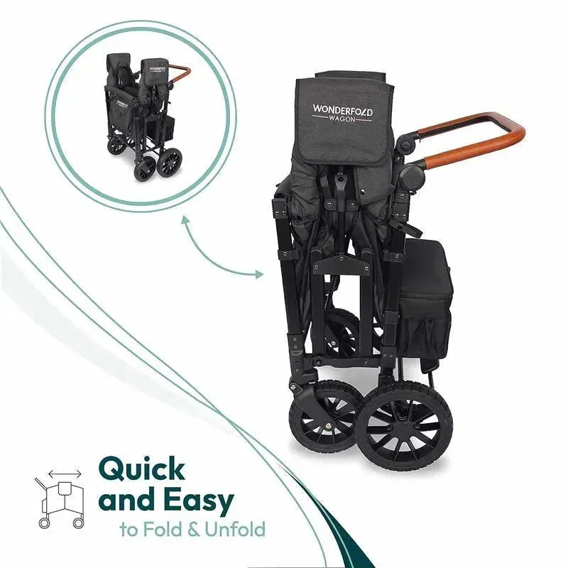 WonderFold - W4 Luxe Quad Stroller Wagon (4 Seater), Volcanic Black Image 2