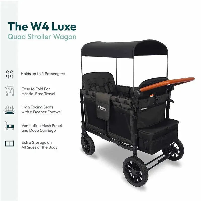 WonderFold - W4 Luxe Quad Stroller Wagon (4 Seater), Volcanic Black Image 3