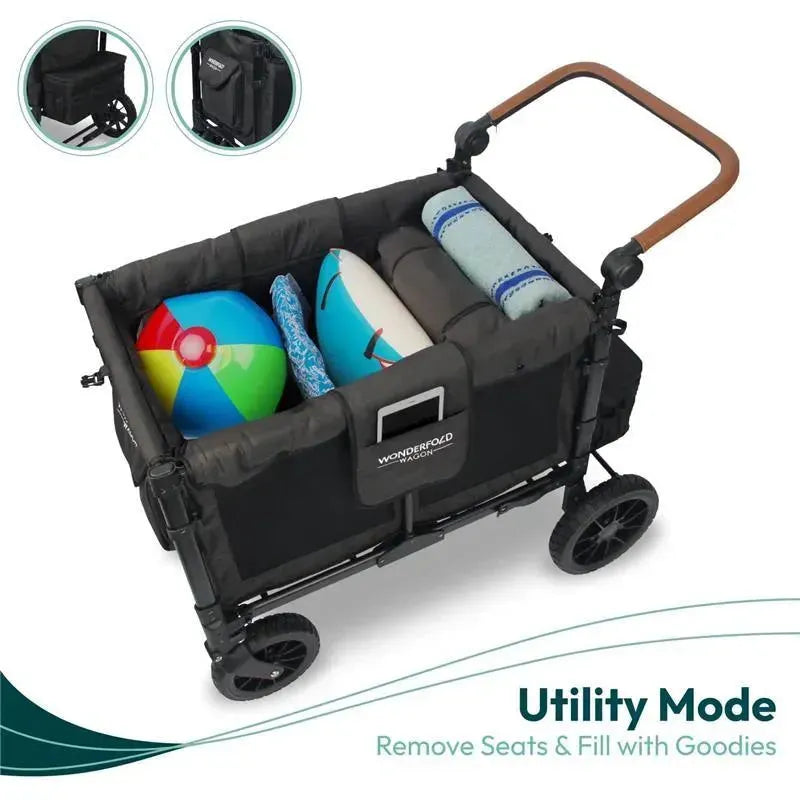 WonderFold - W4 Luxe Quad Stroller Wagon (4 Seater), Volcanic Black Image 4