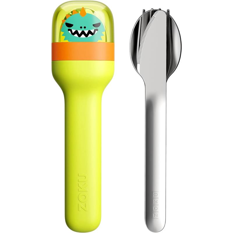 Zoku - Kids Pocket Utensil Set, Green Dino Image 1