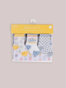 Trio de meias para bebê - vibrações de bebê feliz