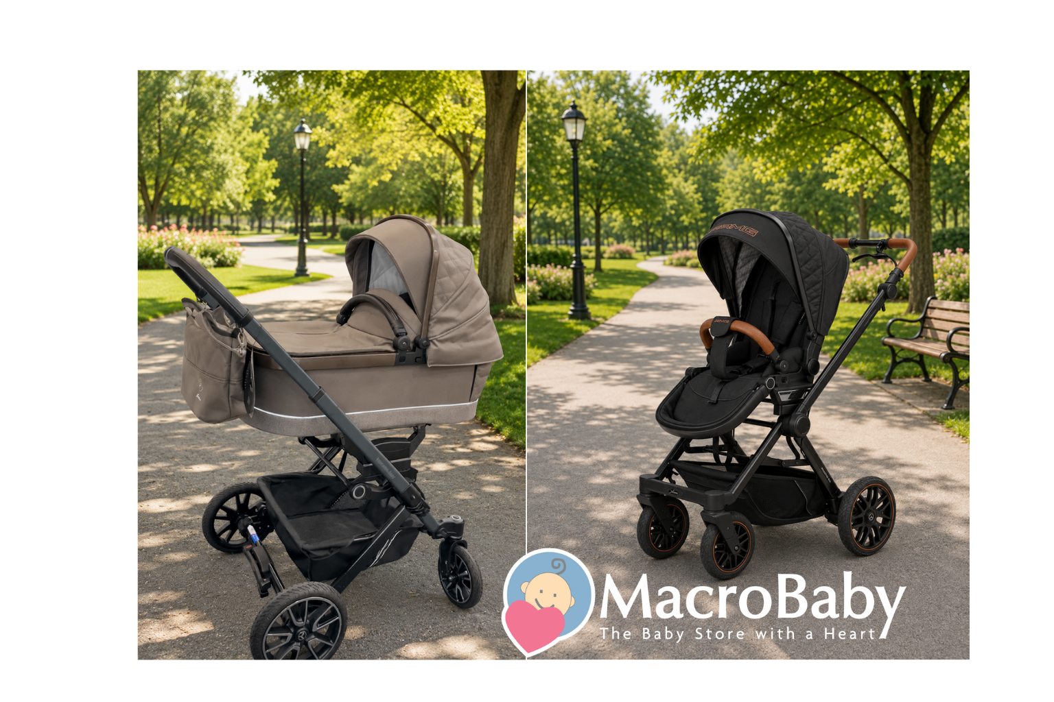Luxury baby stroller with bassinet and seat modes, perfect for park walks and newborns