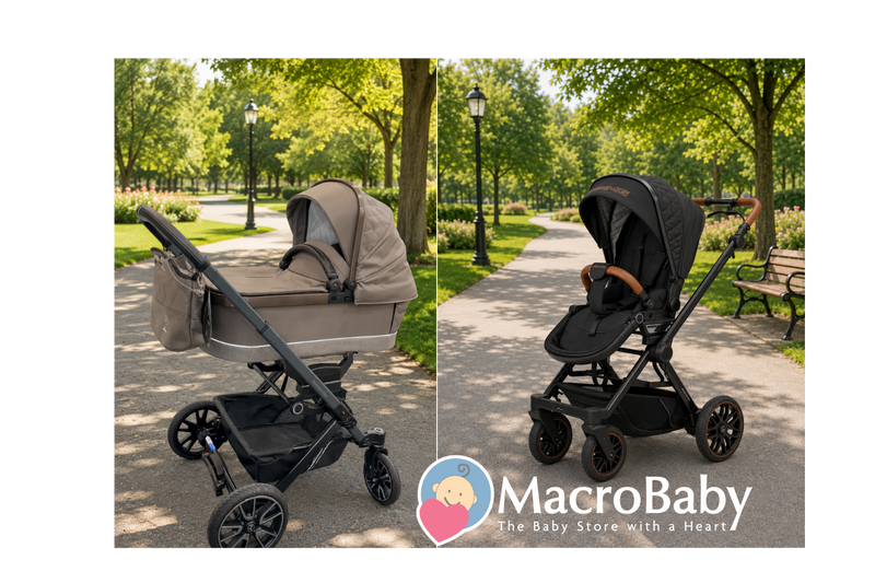 Luxury baby stroller with bassinet and seat modes, perfect for park walks and newborns