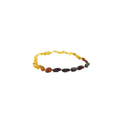 Amber teething necklace with natural beads for baby comfort