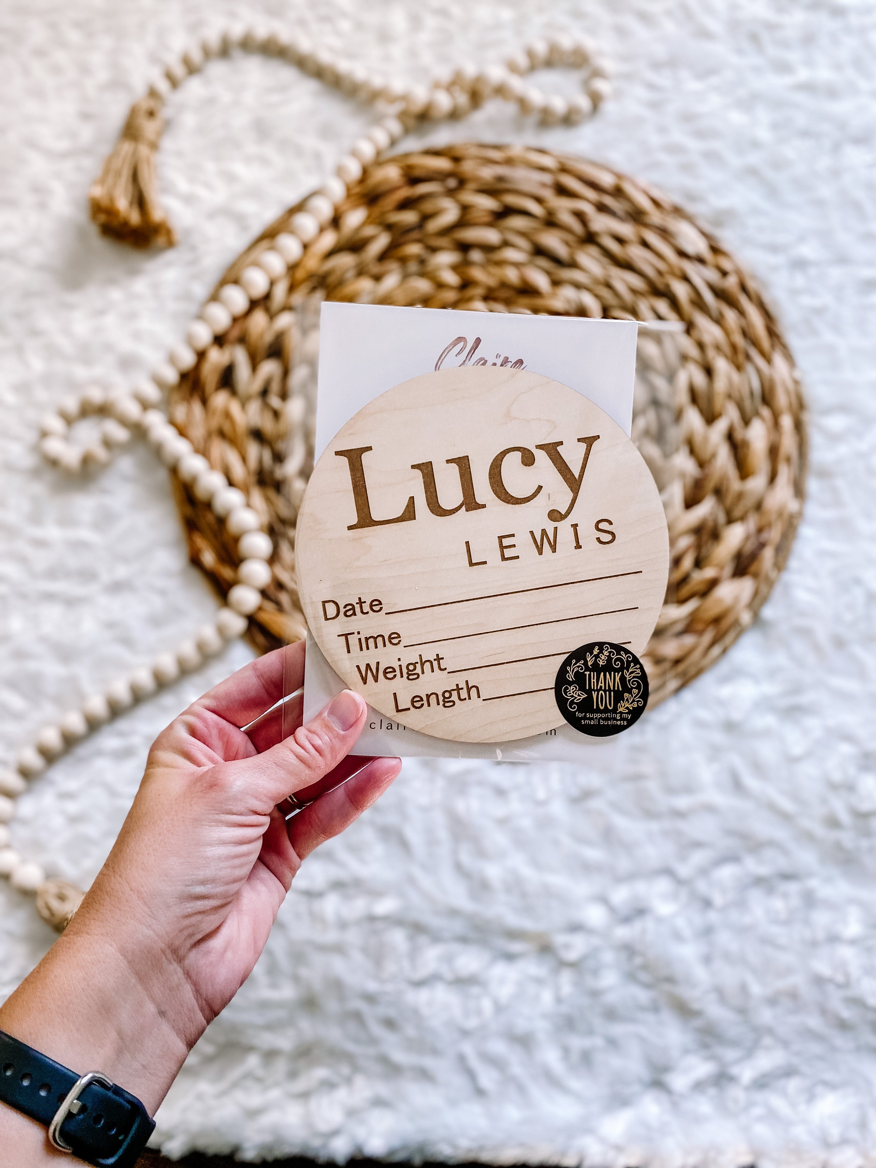 Custom Birth Announcement Stat Disc - Claire Elise Serif