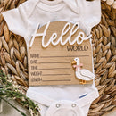 Hello World 3D Birth Stat Sign - Goose with Bow