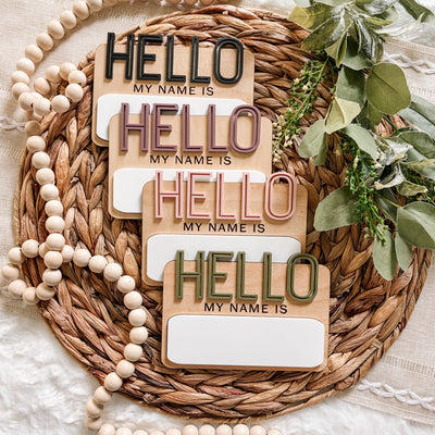 Dry Erase Hello My Name Is Sign - Outline Font
