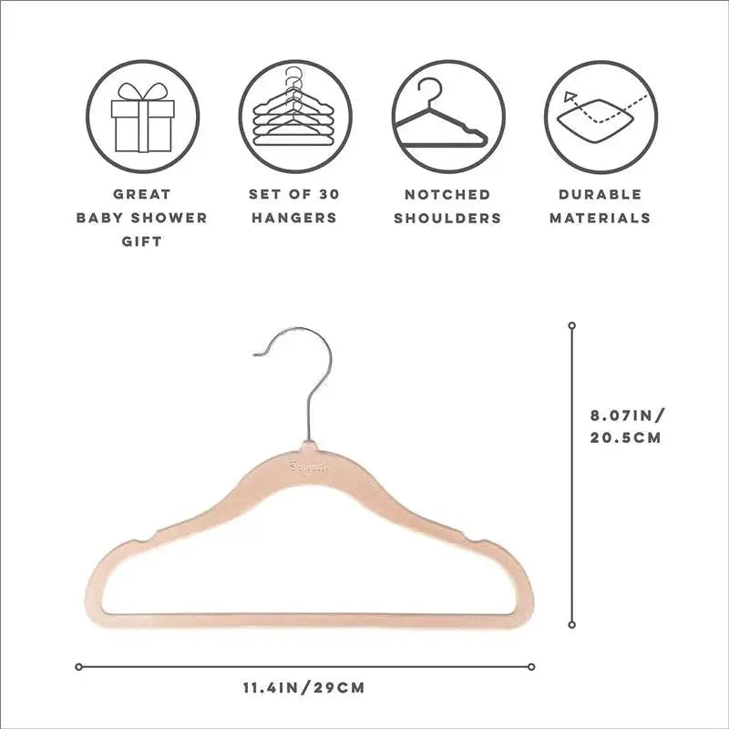 3 Sprouts - Velvet Baby Hangers, Non-Slip, Durable, Pack of 15, Hazelnut Image 4