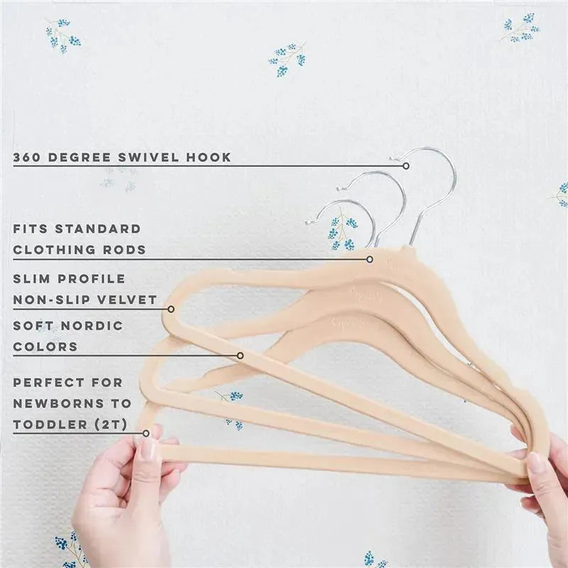 3 Sprouts - Velvet Baby Hangers, Non-Slip, Durable, Pack of 15, Hazelnut Image 7