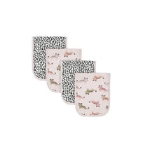 4 Pack Girls Leopard Terry Burp Cloths Image 1