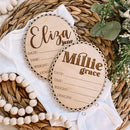 Custom Scalloped Edge Hello World Birth Stat Sign