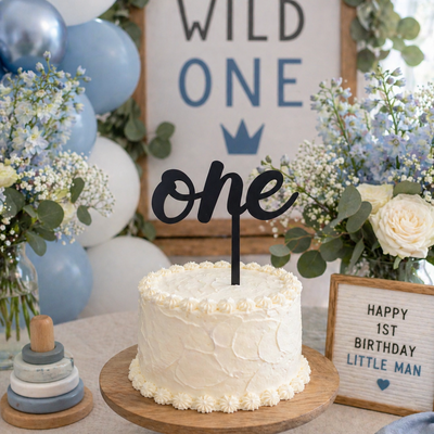 Simple ONE First Birthday Cake Topper