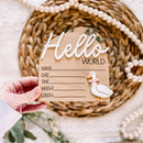 Hello World 3D Birth Stat Sign - Goose with Bow