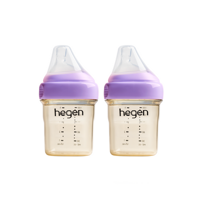 Hegen PPSU Anti-Colic Baby Bottle - 1 to 3 Months 150ml/5oz - Purple - 2-Pack