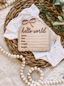Dainty Bow Hello World Birth Stat Sign