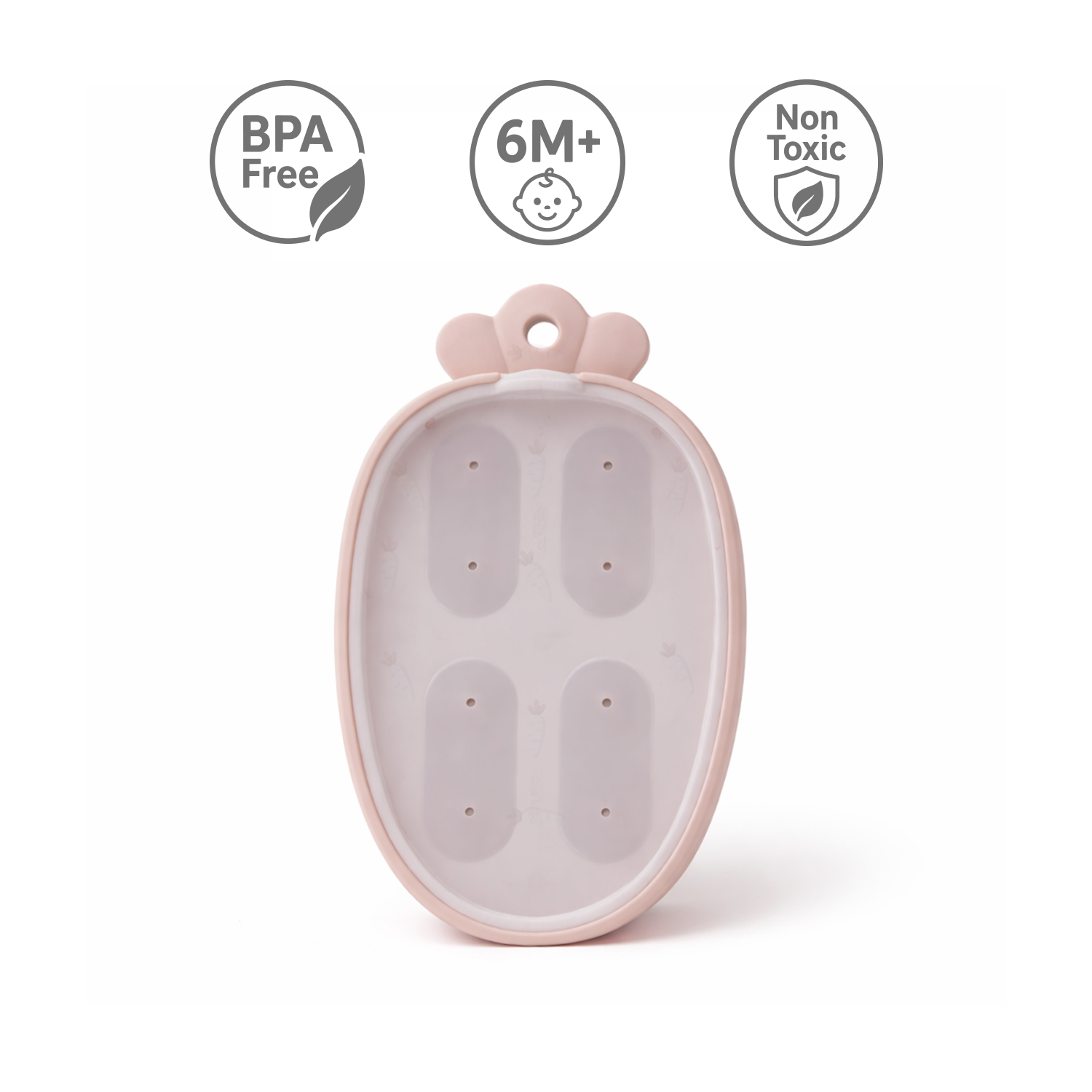 Primo Passi - Silicone Carrot Freezer + Food Feeder + Spoon 2-Pack + Suction Bowl + Suction Plate + Training Cup And Snack Cup - Rose Pink