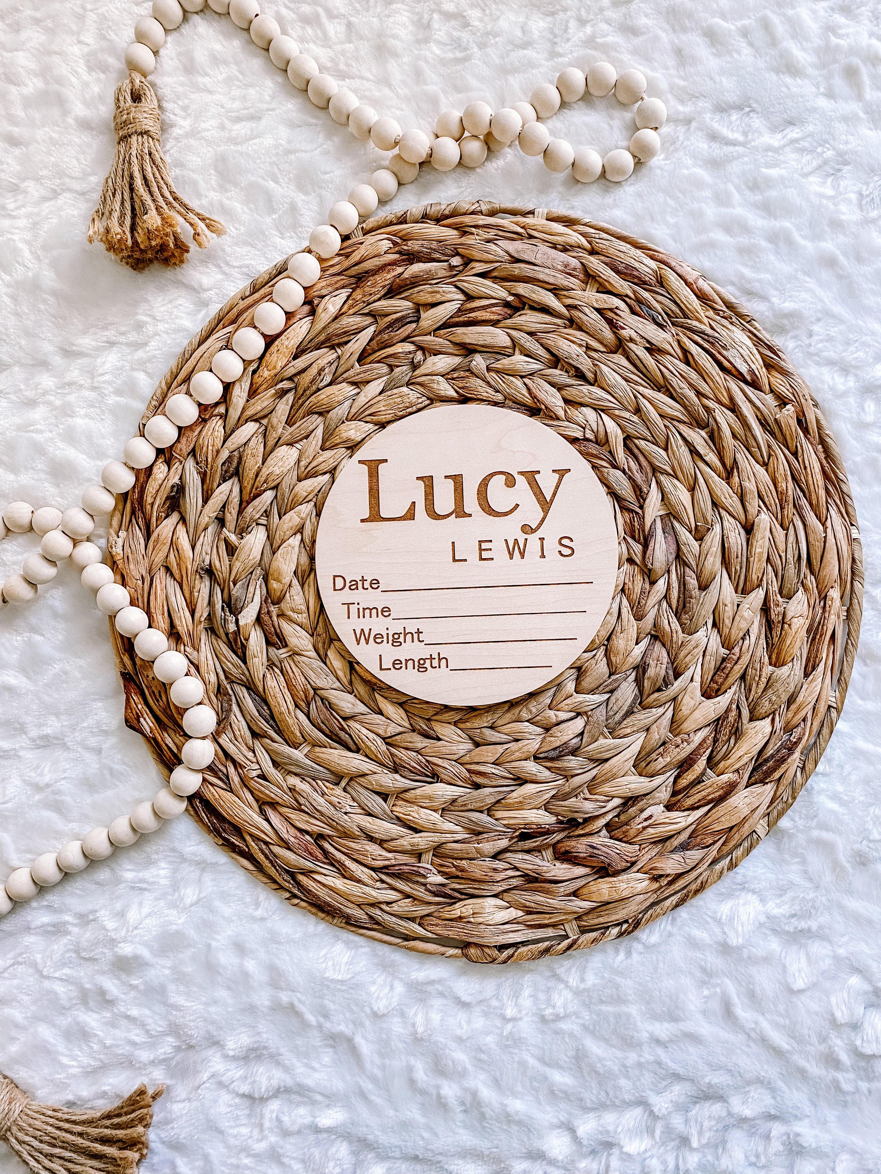 Custom Birth Announcement Stat Disc - Claire Elise Serif