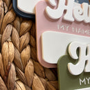 Hello My Name Is - Dry Erase Baby Name Announcement - Retro Font