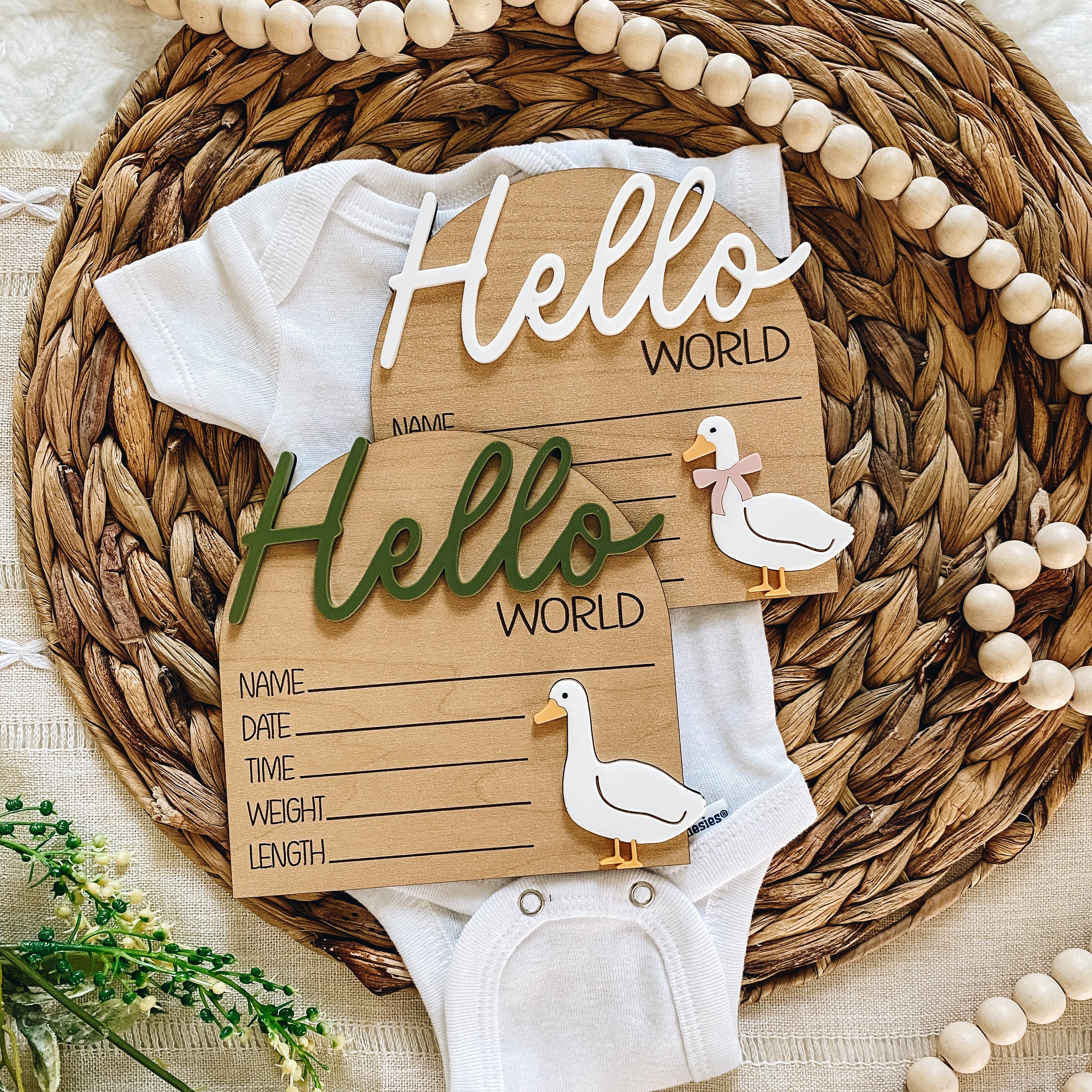 Hello World 3D Birth Stat Sign - Goose