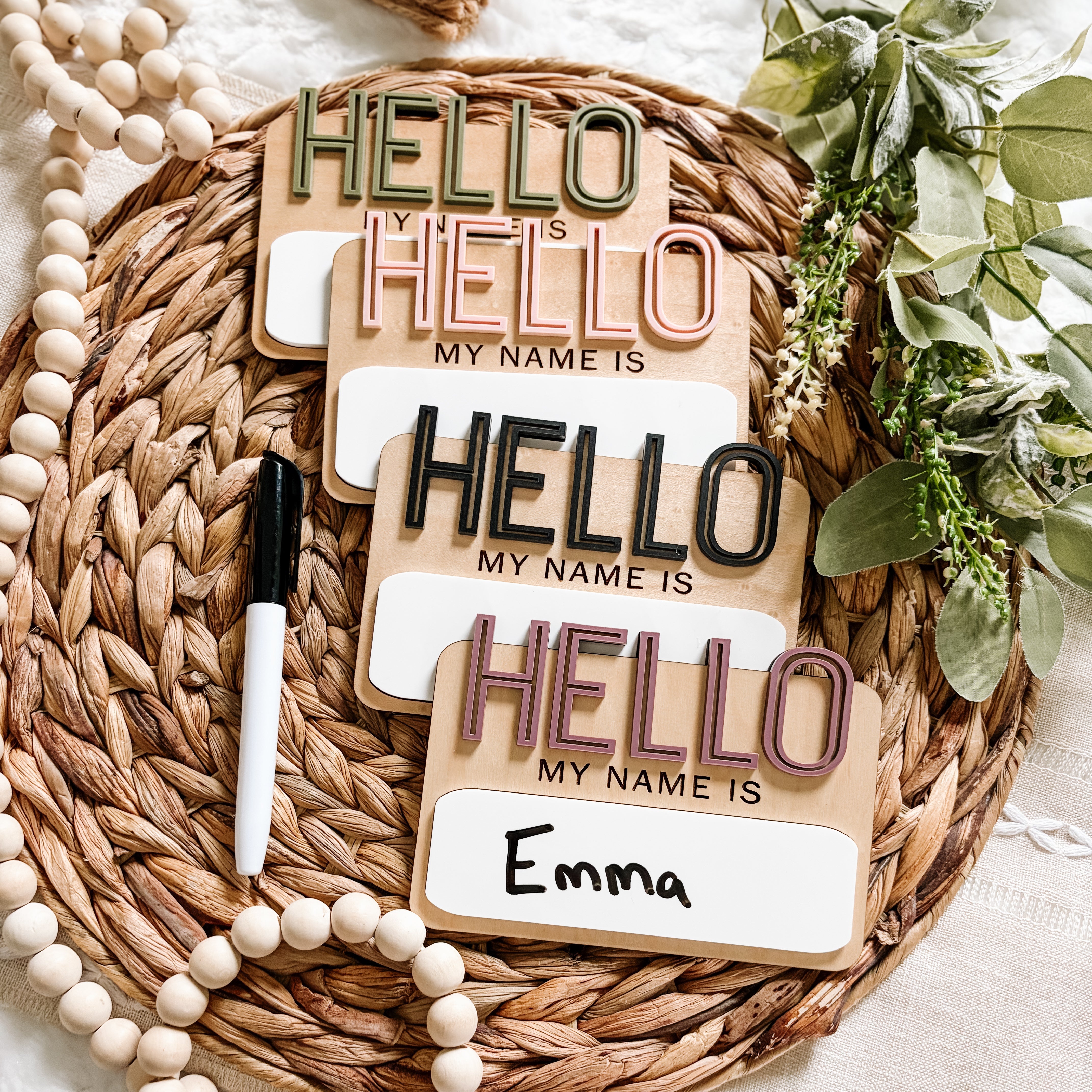 Dry Erase Hello My Name Is Sign - Outline Font