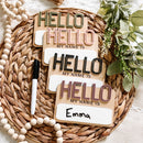 Dry Erase Hello My Name Is Sign - Outline Font