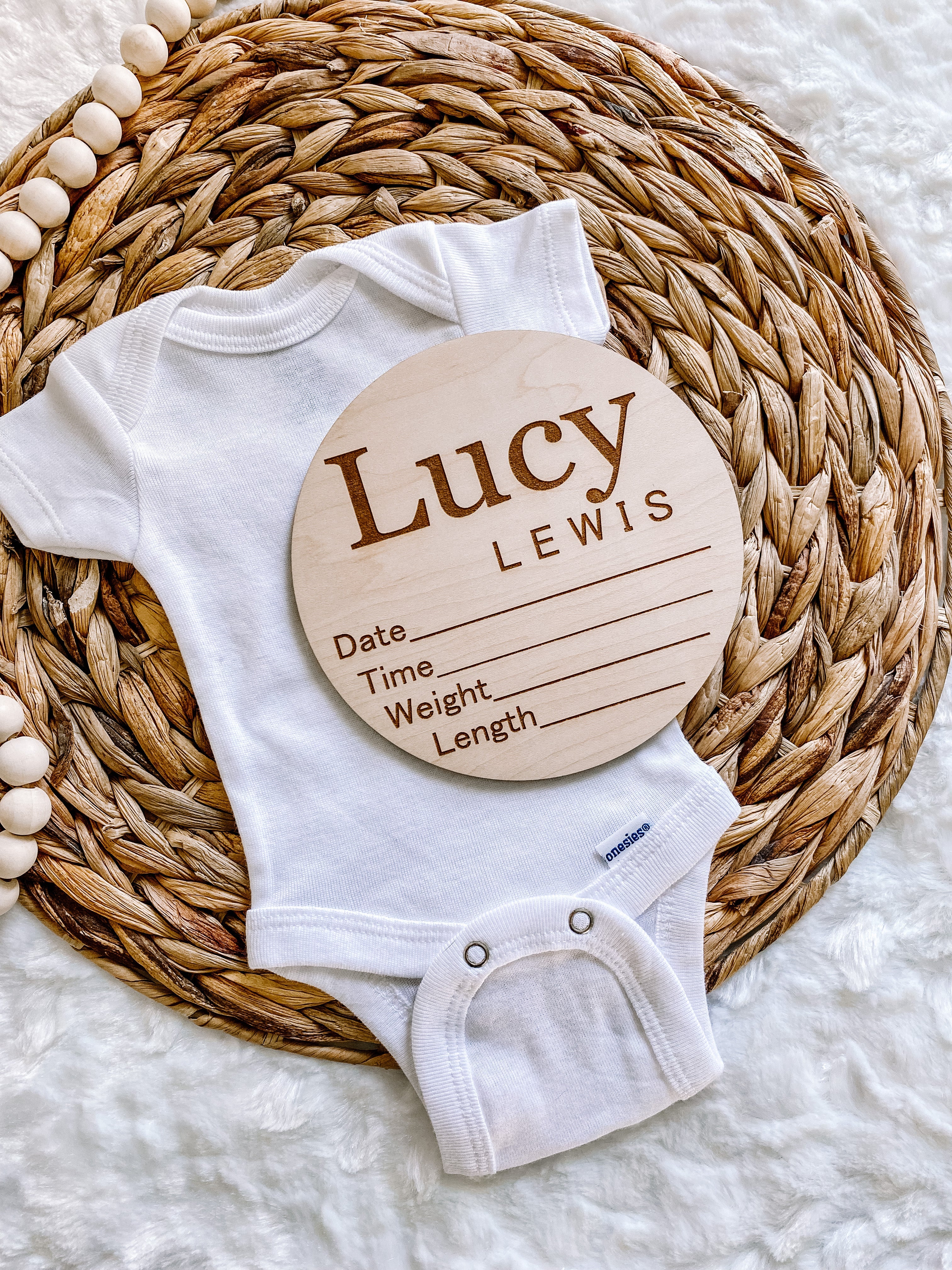 Custom Birth Announcement Stat Disc - Claire Elise Serif