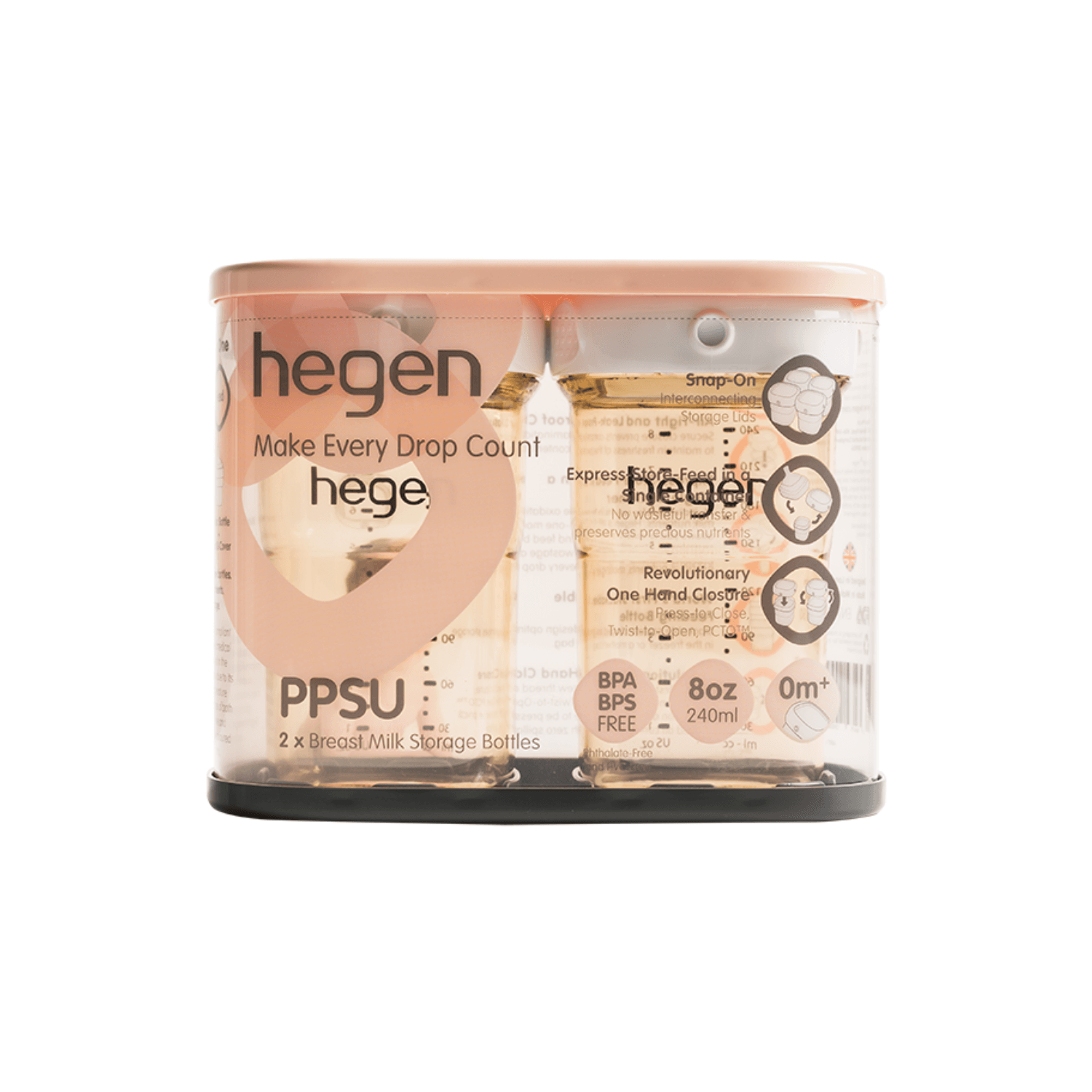Hegen PPSU Breast Milk Storage - 240ml/8oz - 2-Pack