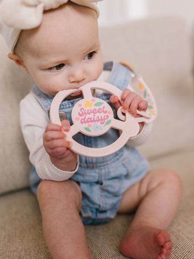 Silicone Teether Ring & Detachable Clip, Sweet Daisy Image 2