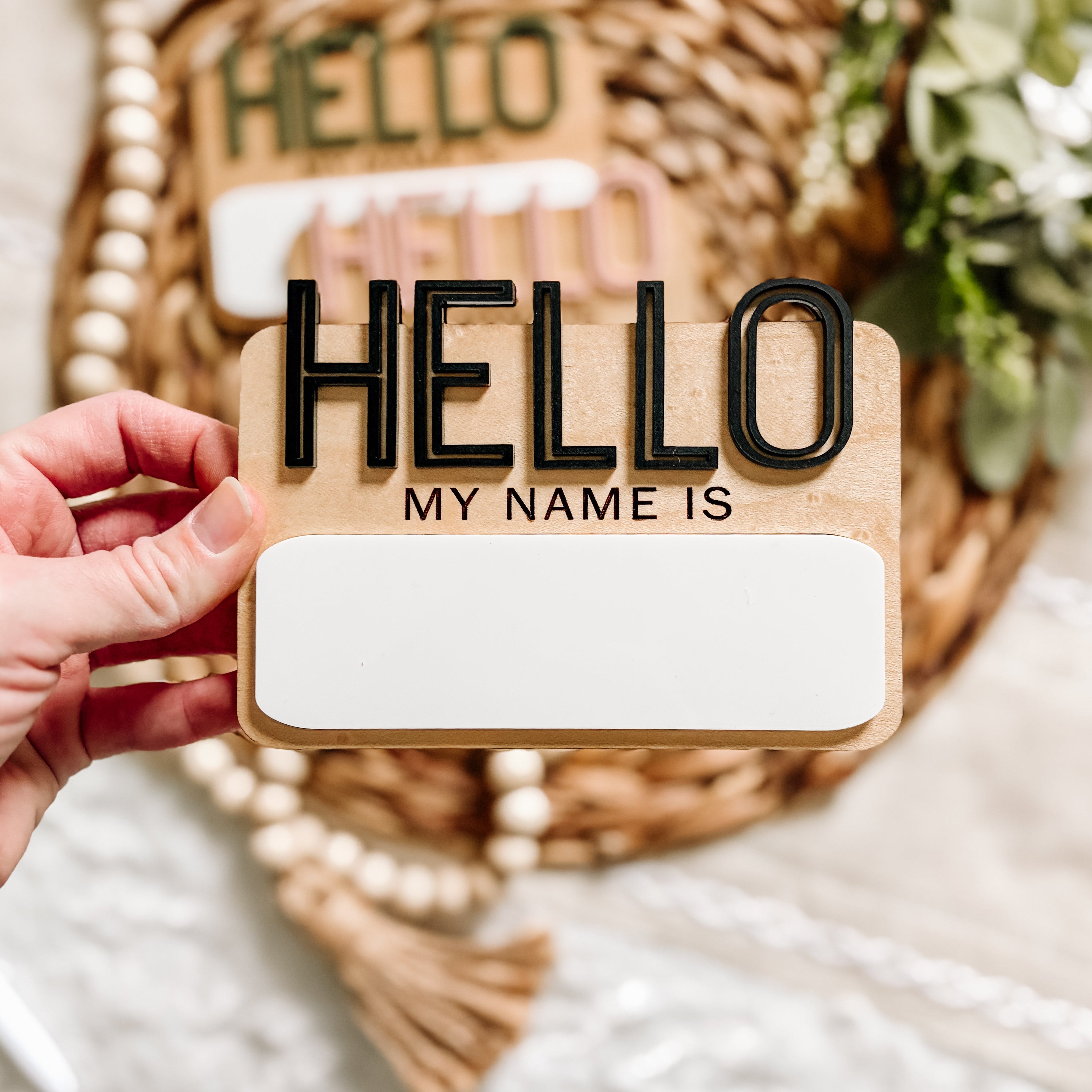 Dry Erase Hello My Name Is Sign - Outline Font