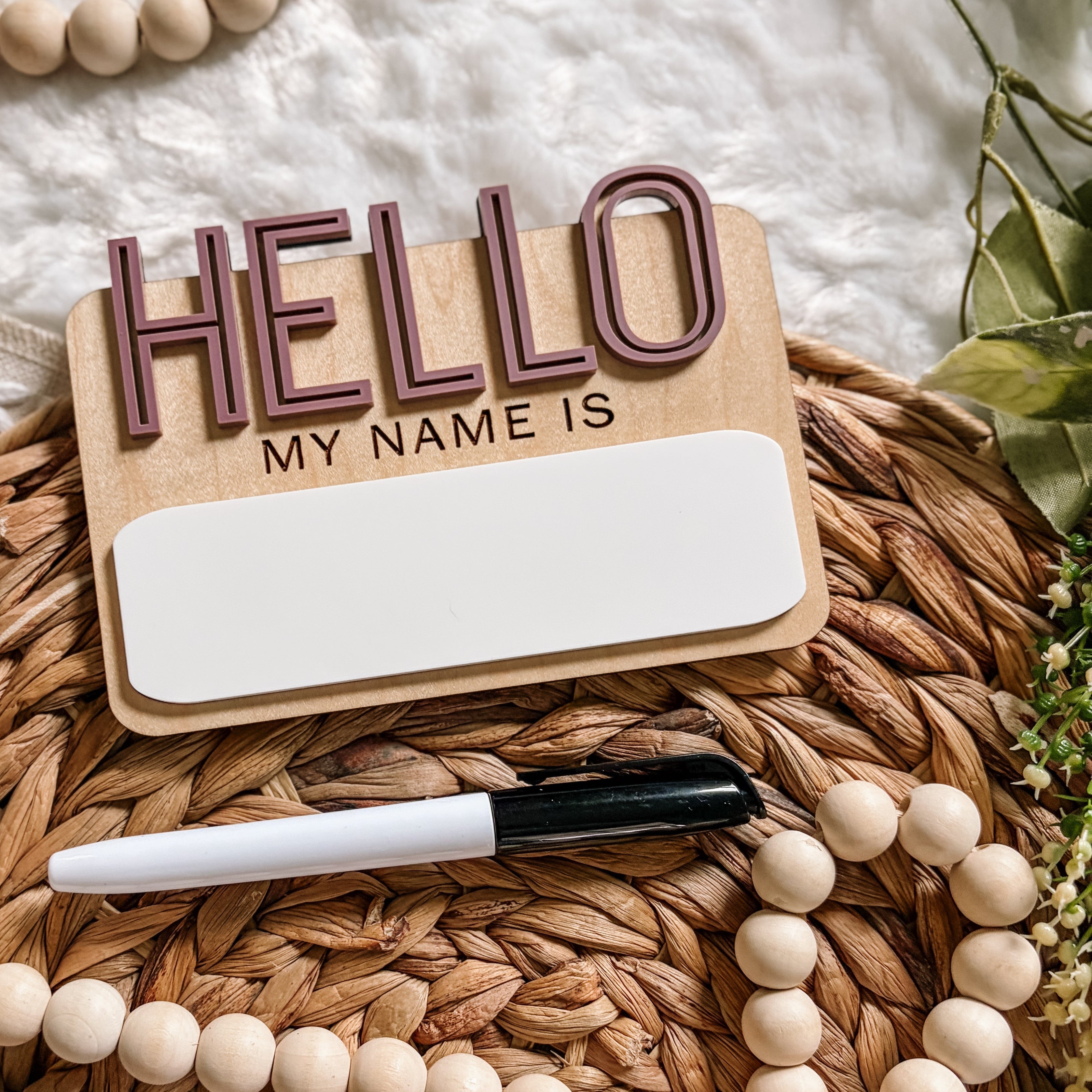 Dry Erase Hello My Name Is Sign - Outline Font