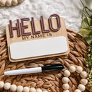 Dry Erase Hello My Name Is Sign - Outline Font