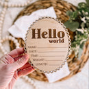 Scalloped Edge Hello World Birth Stat Sign