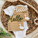 Hello World 3D Birth Stat Sign - Goose with Bow