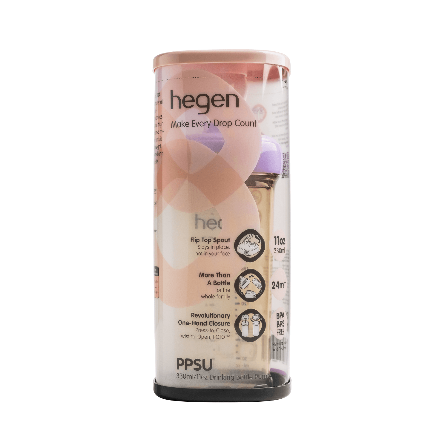Hegen PPSU Drinking Bottle - 24 Months Plus - 330ml/11oz - Purple