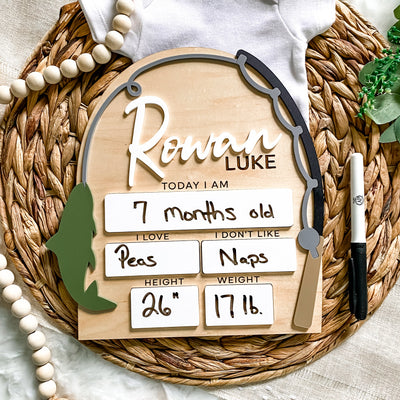 Custom Fishing Dry Erase Monthly Milestone Board