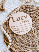 Custom Birth Announcement Stat Disc - Claire Elise Serif