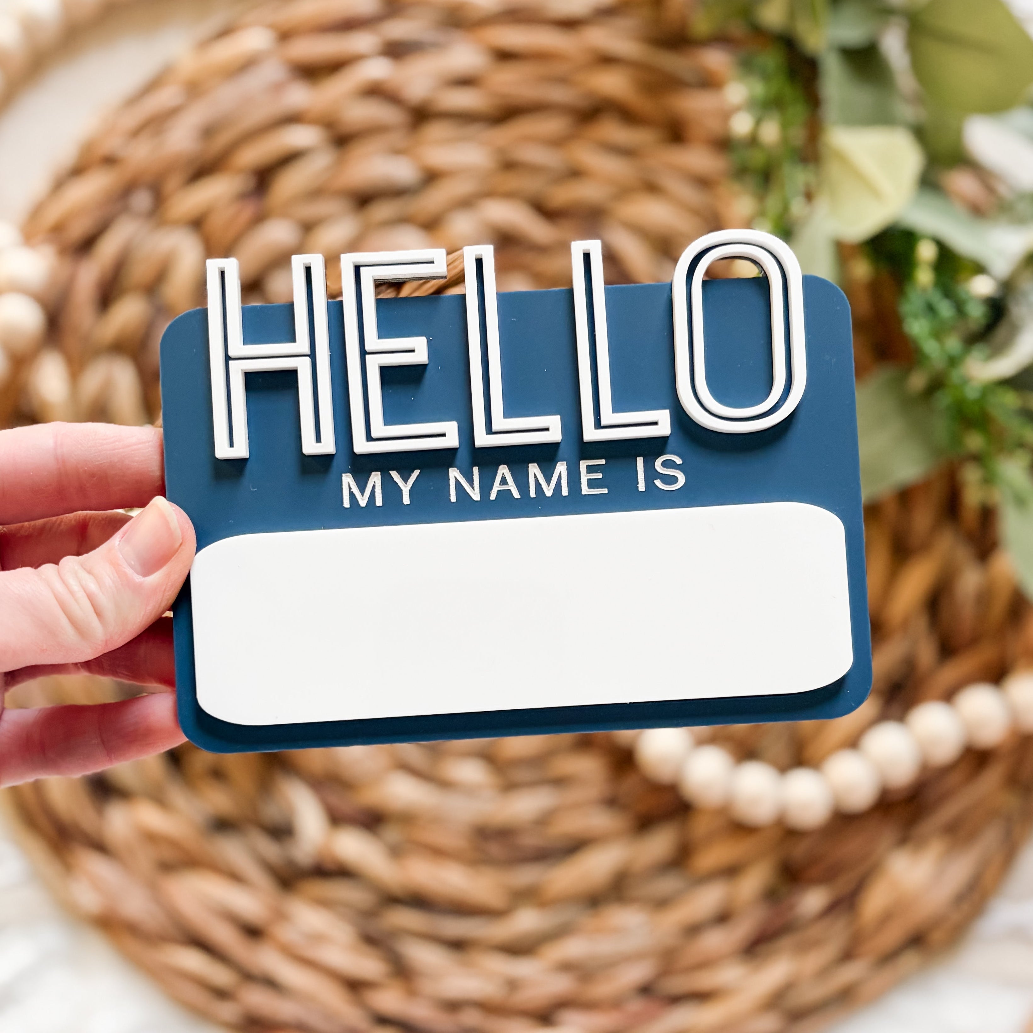 Hello My Name Is - Dry Erase Baby Name Announcement - Outline Font