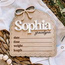 Dainty Bow Custom Birth Stat Sign