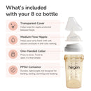 Hegen PPSU Anti-Colic Baby Bottle - 3 to 6 Months - 240ml/8oz - 2-Pack - White
