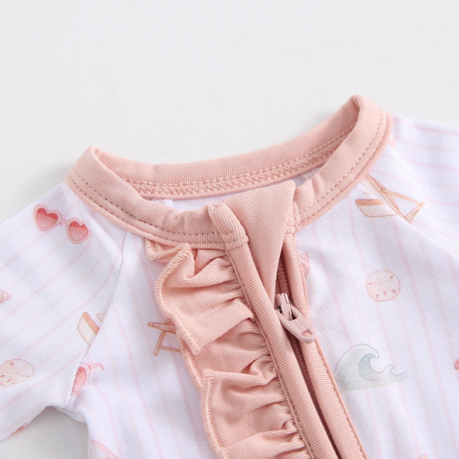 Beach Baby Ruffled Zippered Baby Romper