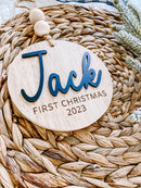 3D Customized Baby's 1st Christmas Ornament - Round