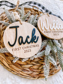 3D Customized Baby's 1st Christmas Ornament - Round