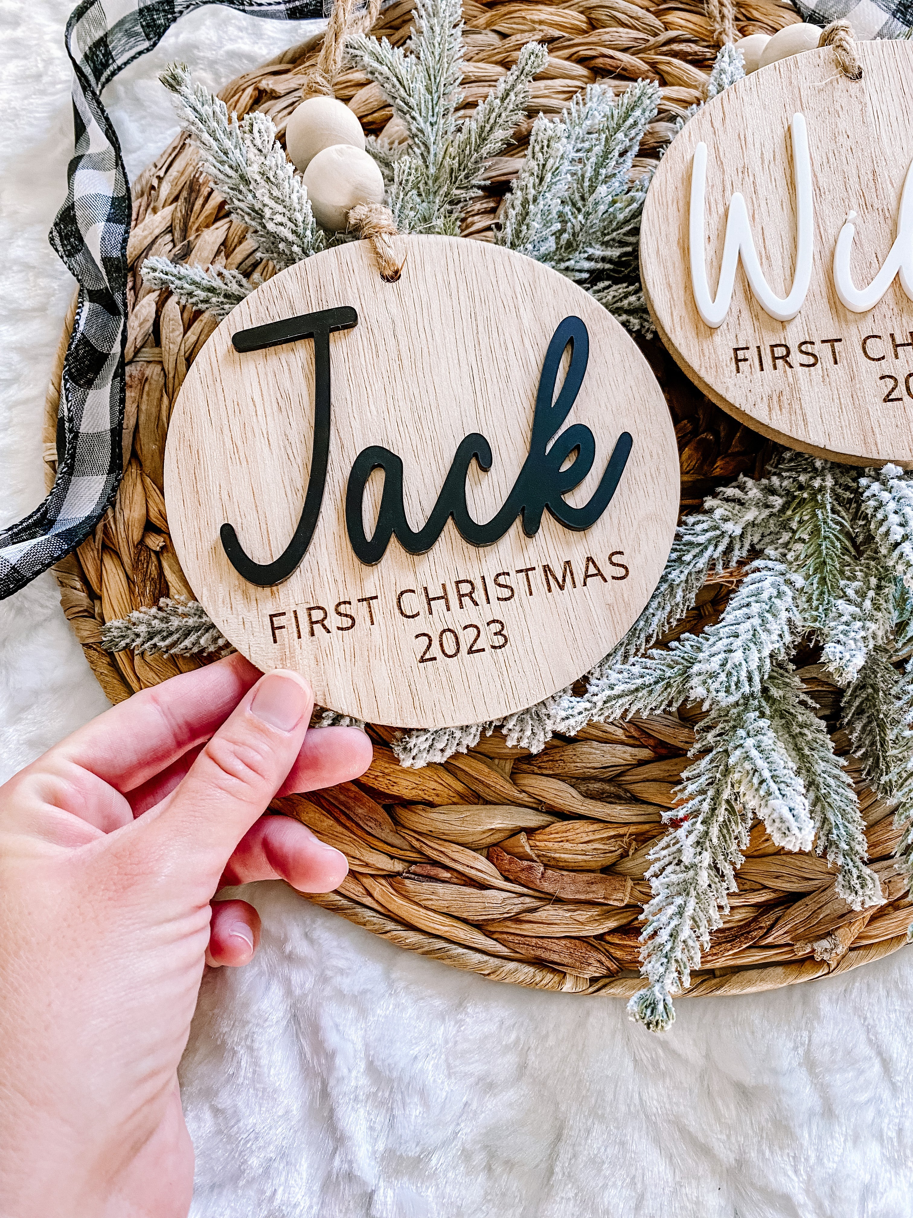 3D Customized Baby's 1st Christmas Ornament - Round