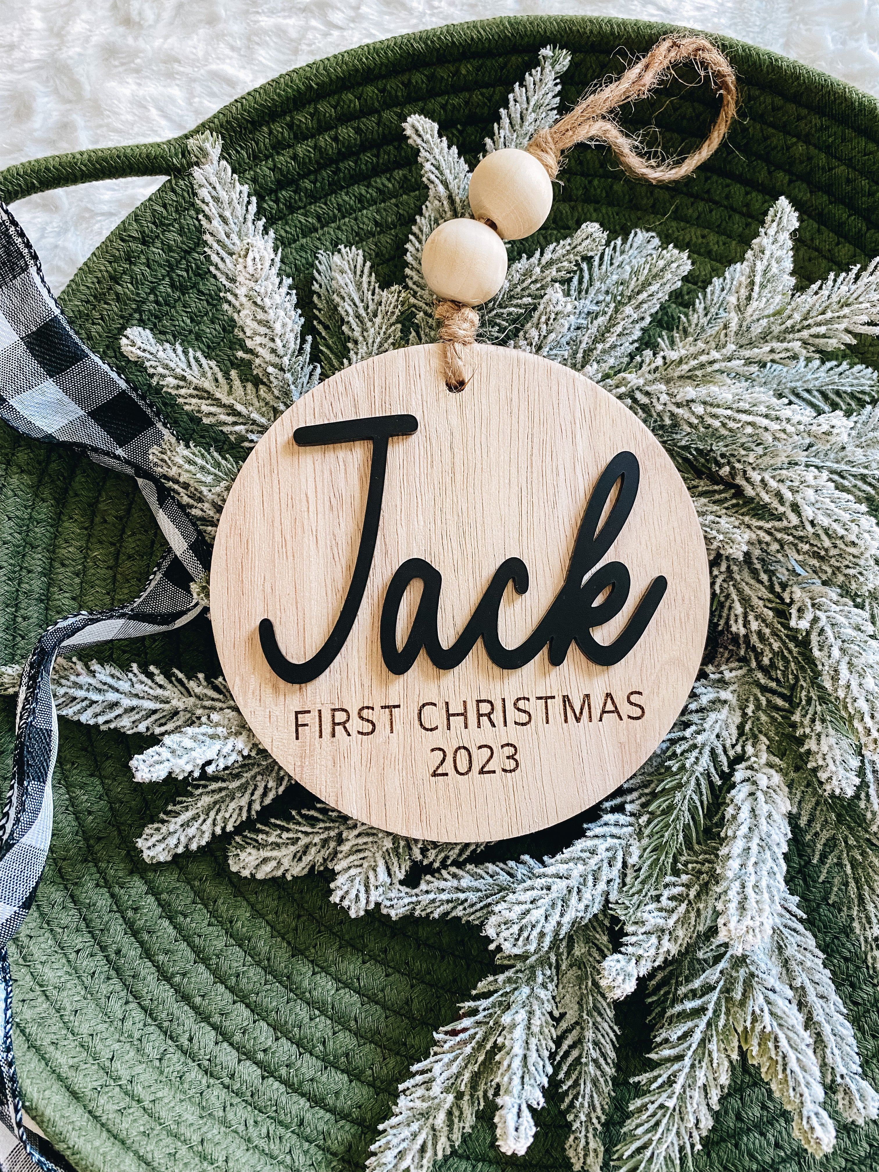 3D Customized Baby's 1st Christmas Ornament - Round