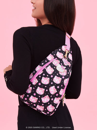Hello Kitty × JuJuBe Cherry Blossoms Crossbody Sling Diaper Bag, Black and Pink Image 2