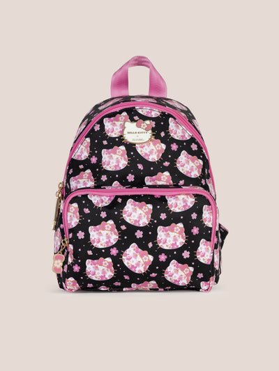 Hello Kitty × JuJuBe Cherry Blossoms Everyday Mini Small Diaper Bag Backpack, Black and Pink Image 1