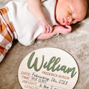 3D Wood Birth Stat Circle - Custom with Name
